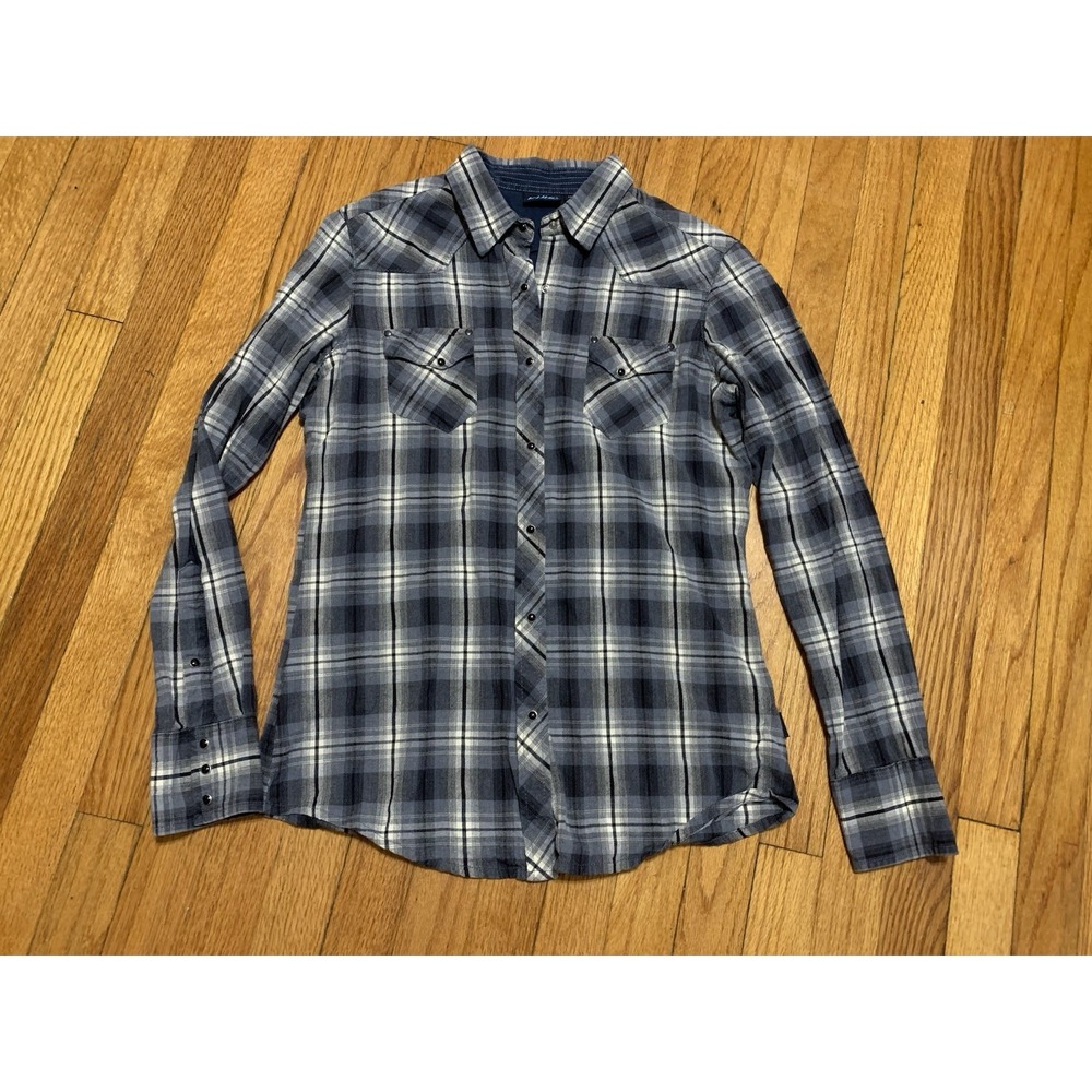 Kuhl Pearl Snap Shirt Womens Large Plaid Long Sleeve Outdoor Hiking Sz m